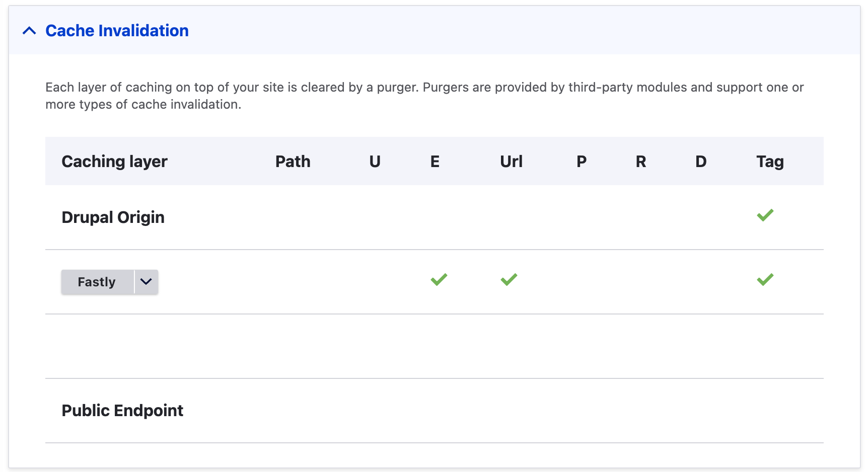 Purge admin UI configuration for purgers
