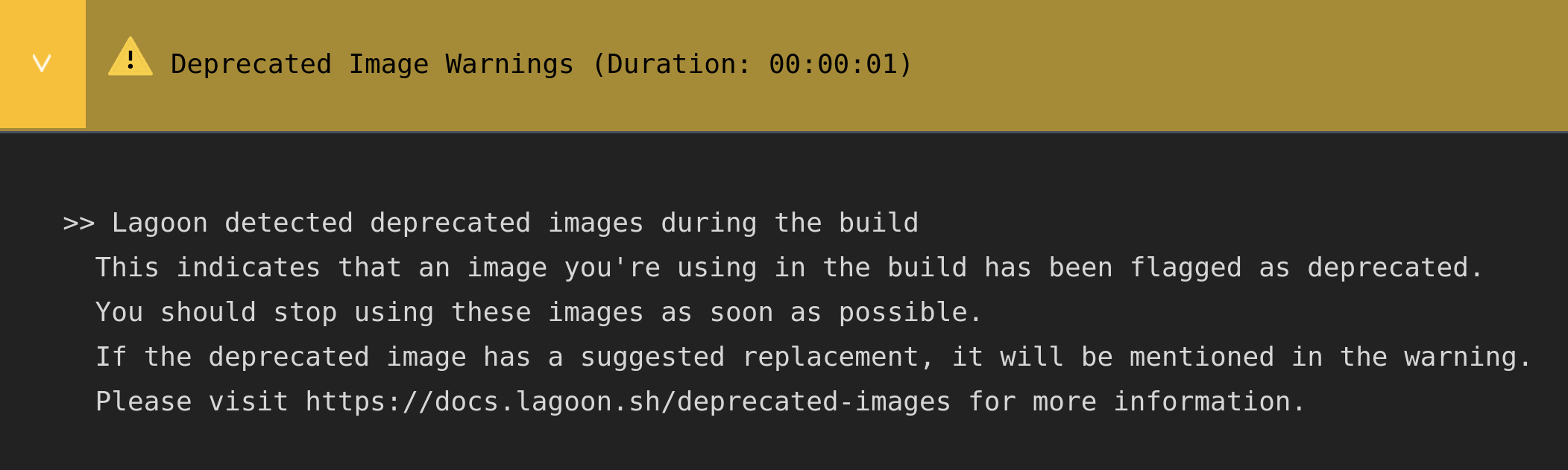 Deprecated Images in a build: