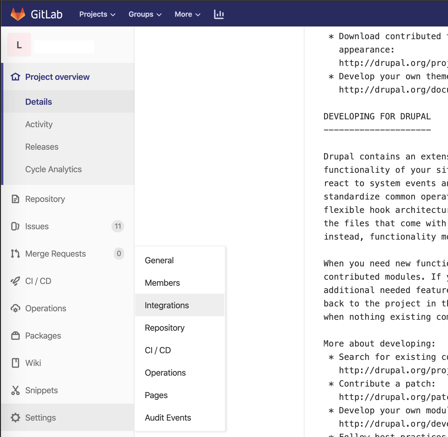 Go to Settings &gt; Integrations in your GitLab repository.